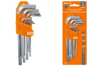 Набор ключей "HEX" 9 шт.: 1.5-10 мм, длинные, (держатель в блистере), CR-V сталь "Алмаз" TDM*