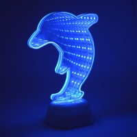 NL-07 Светодиодный ночник зеркальный, "Дельфин", синий, 3хАА, пластик,130х72х190мм.