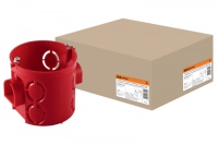 Установочная коробка СП D68х62мм, углубленная, саморезы, стыковочные узлы, красная, IP20, TDM*